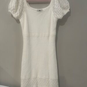 Elegant White wool crochet Dress